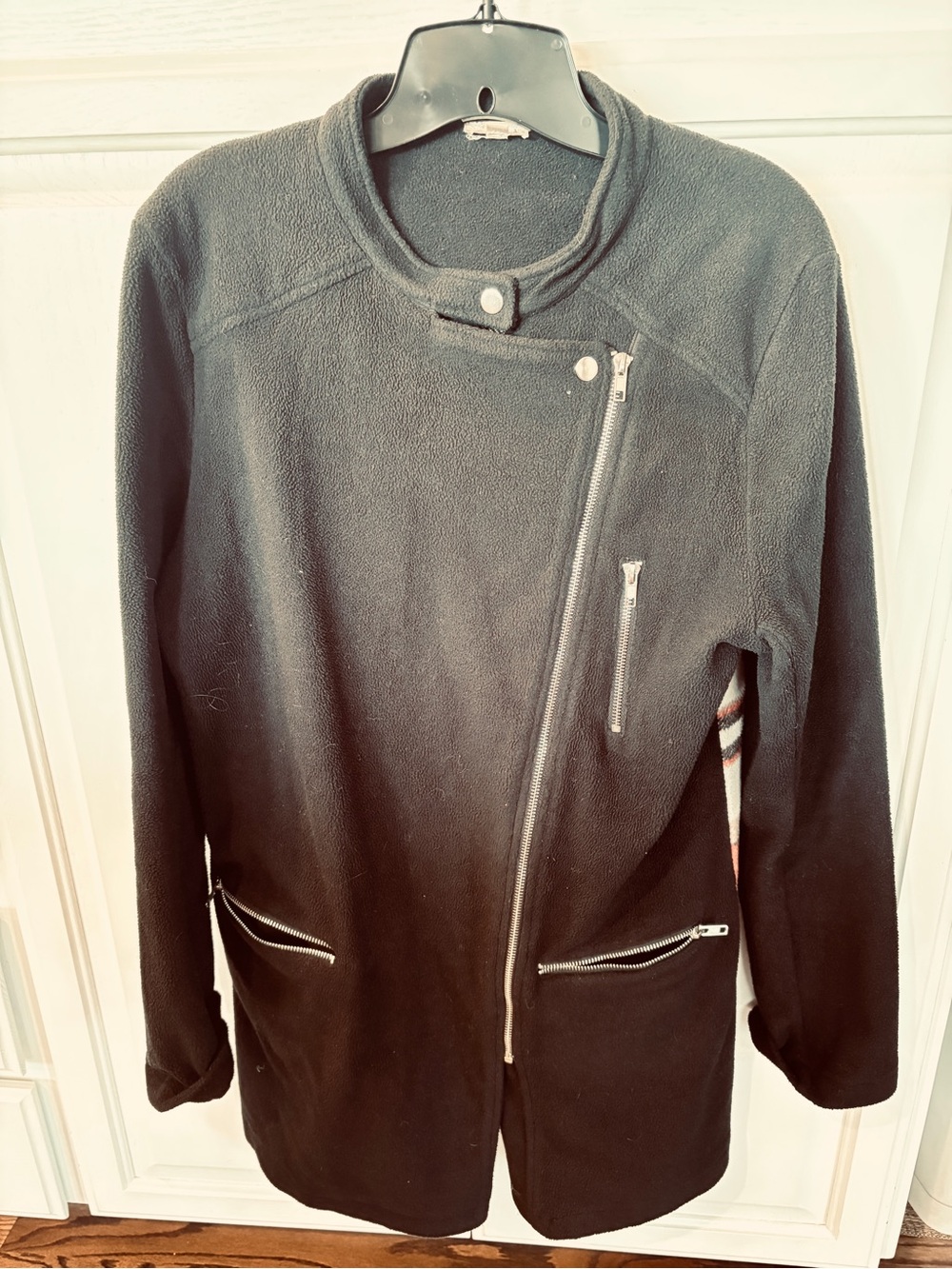 Black Asymmetrical Zip Women’s Jacket-plaid back